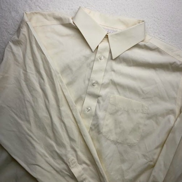 Roundtree and Yorke Gold Label Button up shirt Mens  17.5 35 long sleeve Dress - Picture 1 of 9